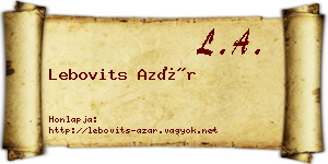 Lebovits Azár névjegykártya